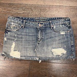 Abercrombie & Fitch Womens Stonewash Frayed Hem Mini Skirt Distressed Denim Sz 4